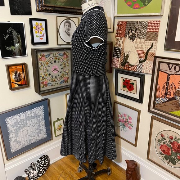 Stop Staring! Black and White Swiss Dot Short Sleeve Collared Shirt Dress 3X - Picture 3 of 6